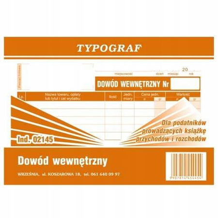 Dowód wewnętrzny Typograf 02145 A6 80 kartek