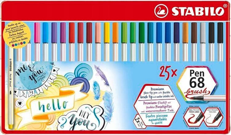 Flamastry STABILO Pen 68 brush opk 25 sztuk