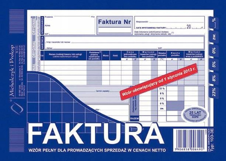 Druk faktury netto Michalczyk iProkop 103-3E A5 80