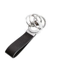 BRELOK TROIKA KEY-CLICK, 3 KÓŁKA NA KLUCZE, CZARNA SKÓRA