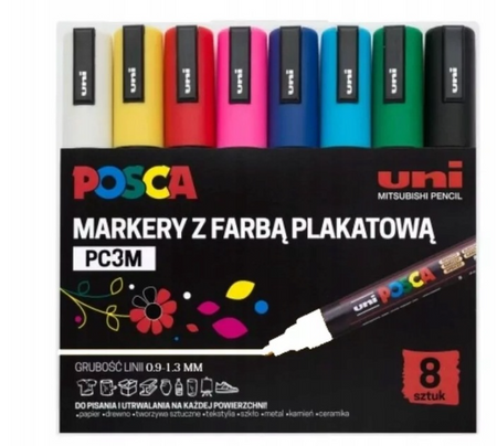 Zestaw markerów POSCA 8 kolorów PC-3M
