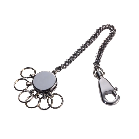 BRELOK TROIKA PATENT CHAIN Z ŁAŃCUSZKIEM NA 6 KLUCZY, CHROMOWANY