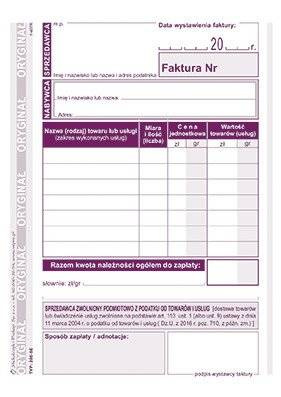 Faktura dla zwolnionychz podatku MiP 205-5E A6 80