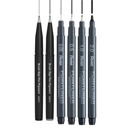 Zestaw pisaków do Mangi Pentel 6 sztuk