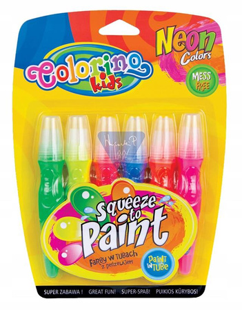 Farby w tubach z pędzelkiem 6 kol neon Colorino