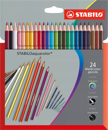 Kredka drewniana STABILO aquacolor etui 24 szt.
