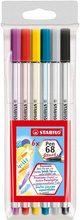 Flamastry STABILO Pen 68 brush opk 6 kolorów