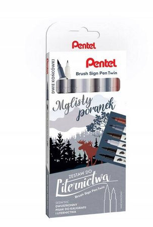 Pisaki Pentel Brush 6 sztuk Mglisty Poranek