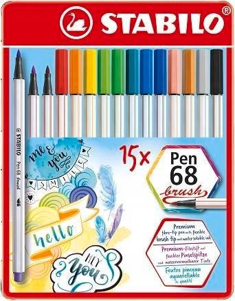Flamastry STABILO Pen 68 brush opk 15 kolorów