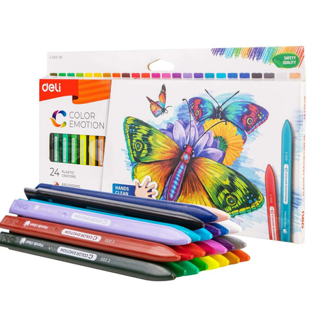 KREDKI PLASTIKOWE DELI TRÓJKĄTNE SERIA COLOR EMOTION 24 KOLORÓW