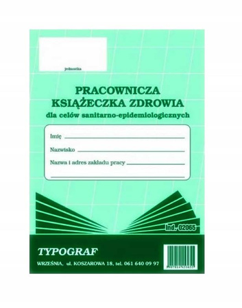 Pracownicza książeczka zdrowia Typograf 02065