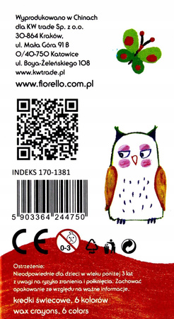 Kredki Fiorello świecowe 6 kol.
