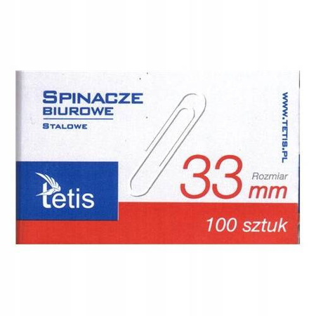 Spinacze biurowe Tetis GS140 okrągłe 33 mm 100 szt