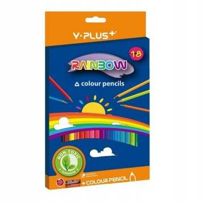 Rainbow. Kredki ołówkowe z temperówką - 18 sztuk.