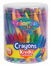 Kredki świecowe 64 kolory wiaderko Colorino Kids