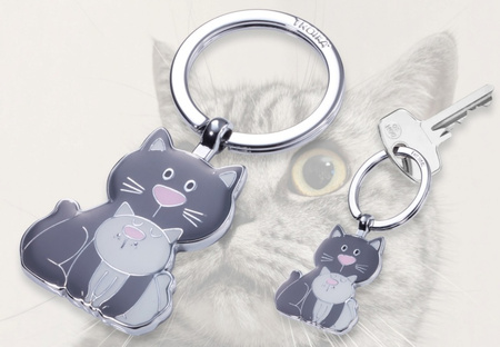 BRELOK TROIKA CAT & KITTY, EMALIOWANY METAL
