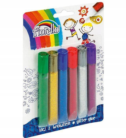 Klej brokatowy Fiorello 6 kol. x 6 ml
