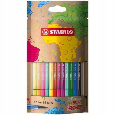 Flamastry Pen 68 Mini STABILO design 12 kolorów