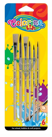Pędzelki szkolne 6 sztuk blister Colorino Kids