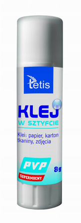 Klej w sztyfcie bezbarwny Tetis BG112 15 g typ PVA
