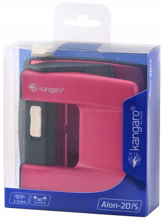 Dziurkacz do 20 kartek metalowy różowy biurowy