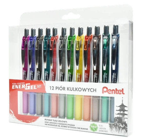 Pióro kulkowe Pentel BL77 zestaw 12sztuk mix kolorów