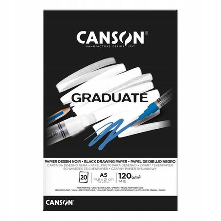 BLOK_RYS. CANSON GRADUATE A5 120g 20A CZARNY FILA