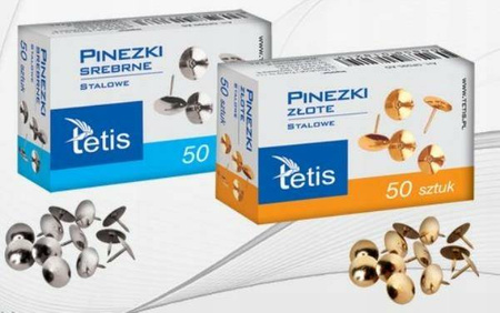 Pinezki Tetis GP090 pudełko 50 szt SREBRNE