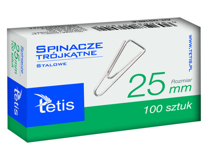 Spinacze biurowe Tetis GS180 trójkątne 25mm 100szt