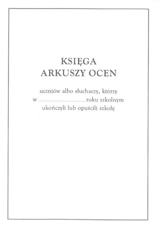 Księga arkuszy ocen ( obwoluta)