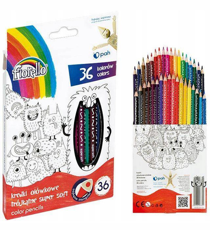 Kredki FIORELLO Super Soft trójkątne 36 kol.