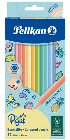 Pelikan kredki drewniane pastelowe 12 kolorów