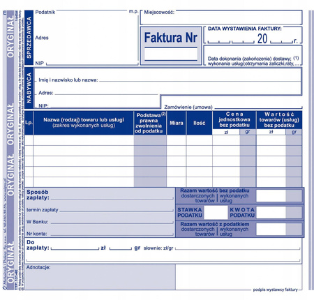 Faktura z jedną stawką podatku MiP 131-4E 2/3A5 80