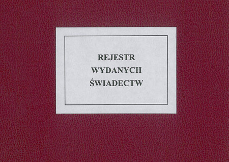 Rejestr wydanych świadectw (oprawa introligatorska)