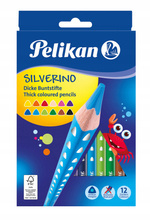Kredki trójkątne Pelikan Silverino grube 12 kolor