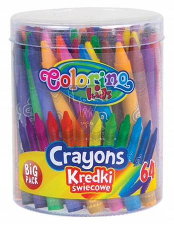 Kredki świecowe 64 kolory wiaderko Colorino Kids