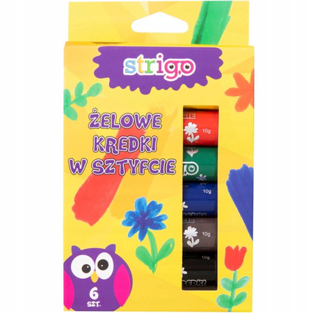 Żelowe kredki Strigo w sztyfcie 6 kolorów