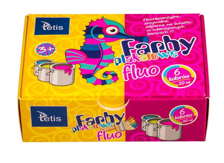 Farby plakatowe Fluo Tetis KF002 w 6 kolorach