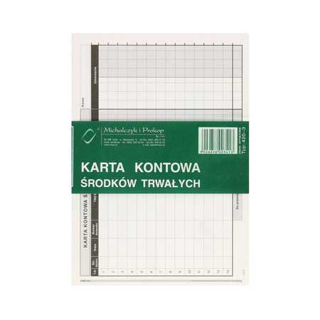Karta kontowa śr.trwałych A5 (a`20)