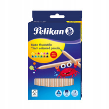 Kredki trójkątne Pelikan grube 12 kolorów graf 5mm