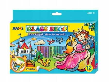 Farby witrażowe AMOS GD10P12R 10,5ml x 12 kolorów