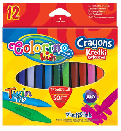 Kredki świecowe trójkątne 12 kol. Colorino