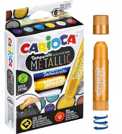 Farby w sztyfcie Carioca TEMPERELLO 6 kol. metal.