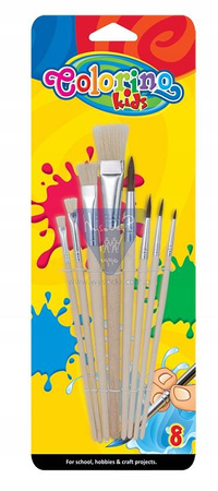 Pędzelki szkolne 8 sztuk blister Colorino Kids