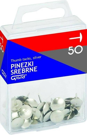 Pinezki tapicerskie Grand srebrne 50 sztuk