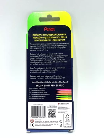 Pisaki Pentel Brush Sign Pen 5 sztuk Fluo Art