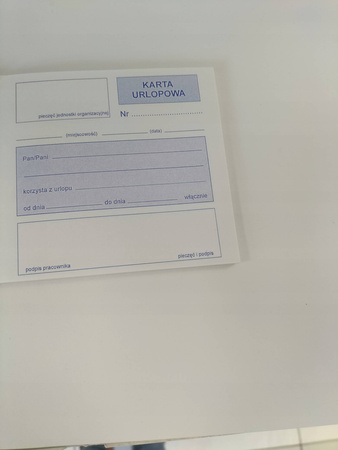 Druk karta urlopowa Offset