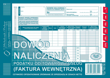 Faktura wewnętrzna netto M i P 163-3E A5 40