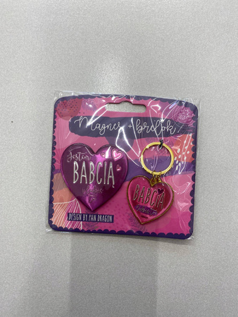 Zestaw magnes + brelok - Jestem Babcią i lubię to!