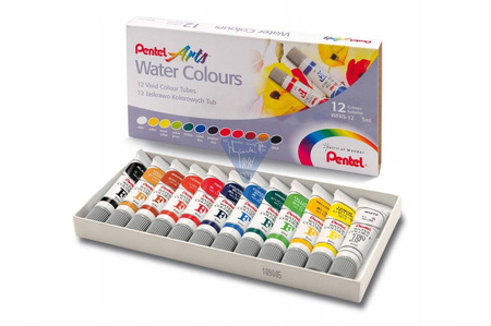 Farby akwarelowe w tubce 12 kolorów Pentel